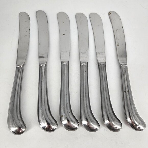International Dinner Butter Knives Cape Cod Modern Flatware Stainless Steel 6 pc - Picture 1 of 7